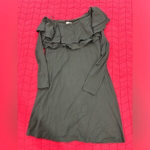 Susana Monaco dark green ruffle long sleeve dress. Size large.